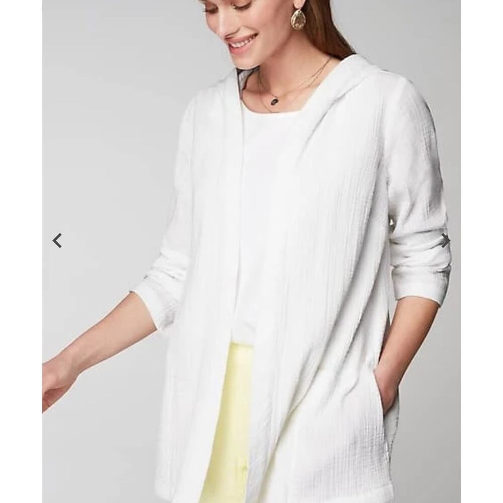 J.Jill Women’s Cardigan Linen Blend Hooded Summer Beach Vacation Travel Resort